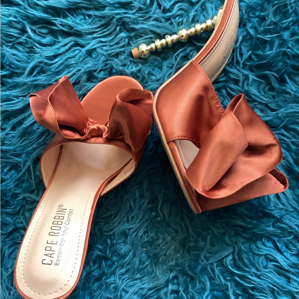 Cape Robbin Rust Satin Bow Sandals